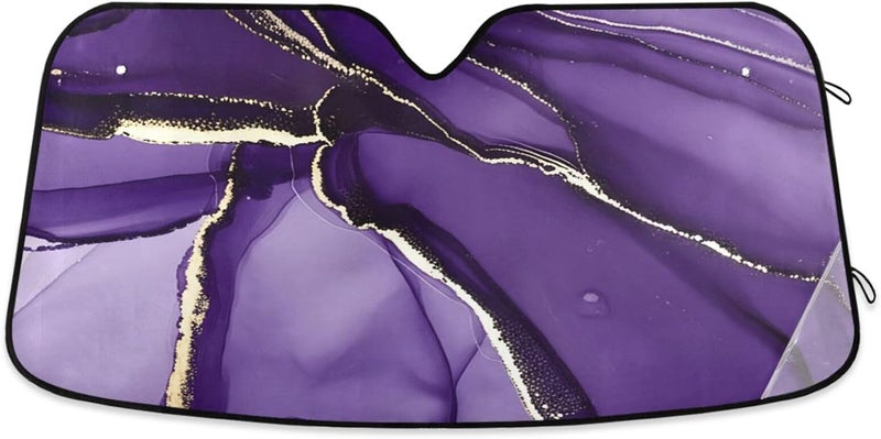 xigua Purple Texture Car Windshield Sun Shade - Foldable Sun Shade Visor Keeps Your Vehicle Cool, Blocks UV Ray Sun Visor for Cars, Trucks & SUVs, 55x27.6 Inch - Image 1