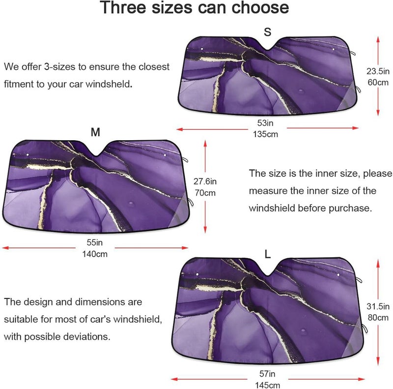 xigua Purple Texture Car Windshield Sun Shade - Foldable Sun Shade Visor Keeps Your Vehicle Cool, Blocks UV Ray Sun Visor for Cars, Trucks & SUVs, 55x27.6 Inch - Image 5