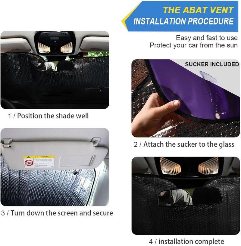 xigua Purple Texture Car Windshield Sun Shade - Foldable Sun Shade Visor Keeps Your Vehicle Cool, Blocks UV Ray Sun Visor for Cars, Trucks & SUVs, 55x27.6 Inch - Image 2