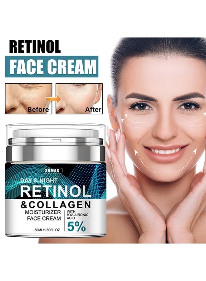SUMAX Retinol & Collagen Moisturizer Face Cream, Pressed Retinol Cream, Lightens Fine Lines, Anti-wrinkle and Firms 50ml - Image 1