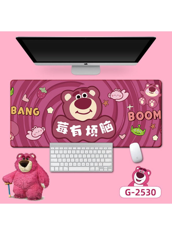 Long Strawberry Bear Mouse Mat Office Game Table Mat Prevention Mouse Hand Keyboard Mat Good Luck Rolling Table Mat-Color:300*600*3mm-Pattern:Strawberry Bear -2 - Image 1