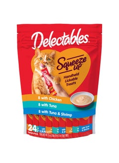 Hartz Hartz Delectables Squeeze Up Interactive Lickable Wet Cat Treats for Adult & Senior Cats, Tuna & Shrimp, 24 Count, 12 ounces  - Image 1