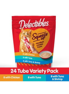 Hartz Hartz Delectables Squeeze Up Interactive Lickable Wet Cat Treats for Adult & Senior Cats, Tuna & Shrimp, 24 Count, 12 ounces  - Image 3