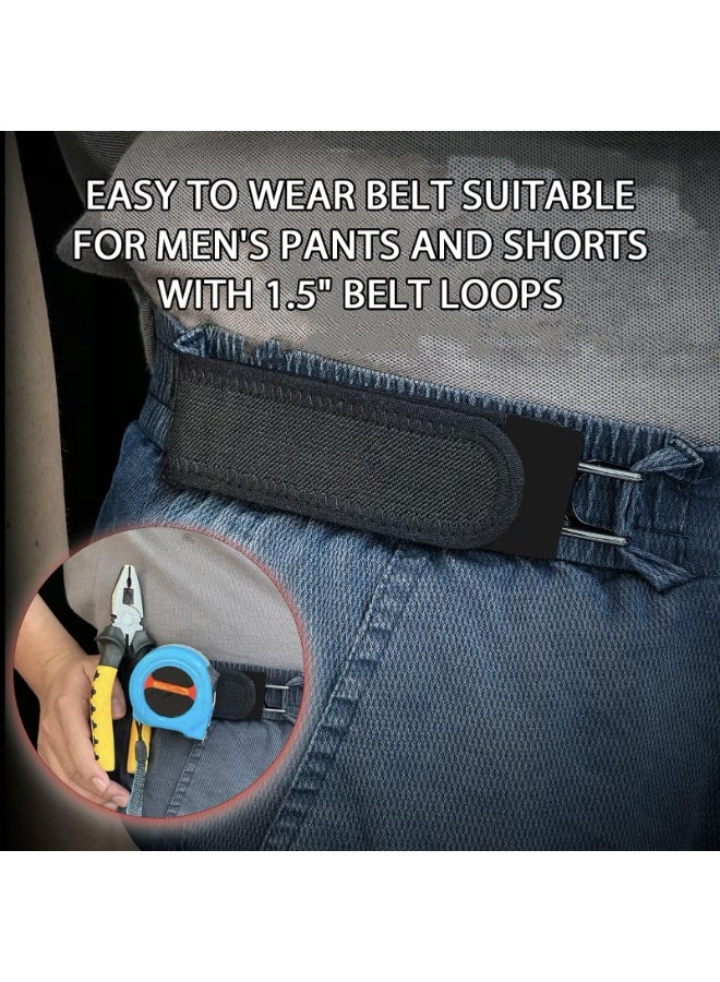 Tactical Elastic Belt with Metal Hook, Buckleless Adjustable Waist Belt for Work, EDC & Daily Use - Unisex Soft Stretch Belt - Image 2