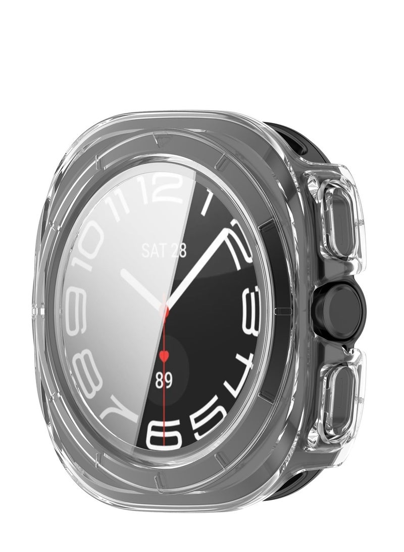 Case for Samsung Galaxy Watch Ultra 47mm Hard PC Case + Screen Protector Protective Cover Full Coverage Shockproof (Transparent) - Image 2