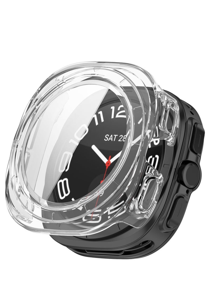 Case for Samsung Galaxy Watch Ultra 47mm Hard PC Case + Screen Protector Protective Cover Full Coverage Shockproof (Transparent) - Image 1