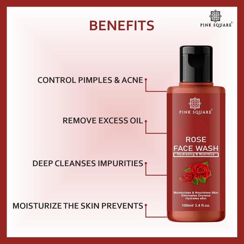 Pink Square Rose Face Wash  Facial Cleanser for both Men  Women  Deep Face Cleansing for all Skin Types Pack of 2 of 200 ML - Image 4
