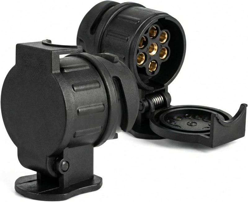 QWORK ® 13 Pin to 7 Pin Towing Adaptor, 12V Waterproof Trailer Socket Converter Connector for Caravans Trailers - Image 1