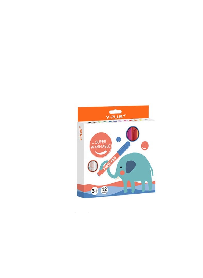 YPlus Elephant (Jumbo) Super Washable 12 colours (Y-Plus+ Fibre Pen) Y-Plus+ Fibre Pen Elephant (Jumbo) Super Washable 12 colours - Image 2