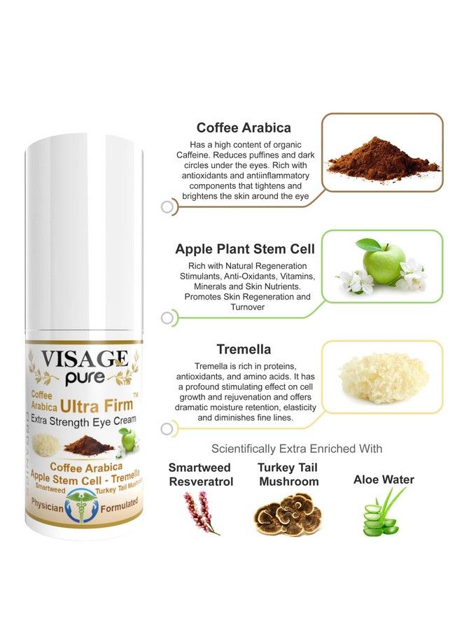 Visage Pure Caffeine Ultra Firm Eye Cream Powerful Hydrating Softening And Firming Eye Cream. Fights Wrinkles Puffiness And Dark Circles Organic Physician Formulated Research Supported  - Image 3