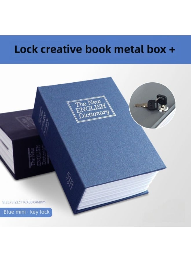 Realistic Book Safe Lock Password Key Box Metal Coin Storage Box Saving Canister Money Toy/storage Container-Color:Blue "mini Number 114x 80x 45mm]-Dimensions:Key Lock  - Image 5