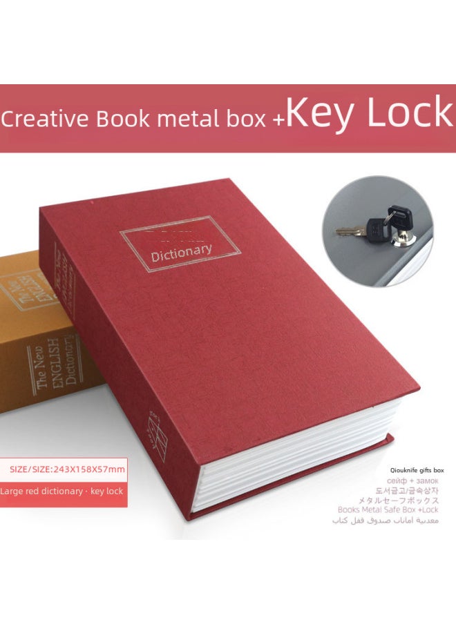 Realistic Book Safe Lock Password Key Box Metal Coin Storage Box Saving Canister Money Toy/storage Container-Color:Blue "mini Number 114x 80x 45mm]-Dimensions:Key Lock  - Image 2