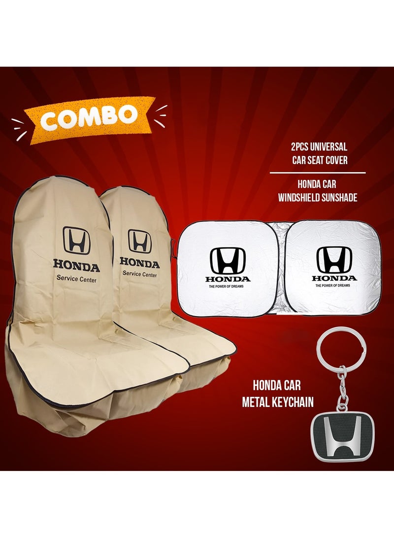 Honda Combo Buy 2 Pcs HONDA Car Seat cover Windshield Car Sunshade and HONDA Metal Car Keychain - Image 1