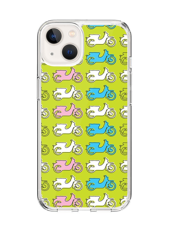 Classic Clear for Apple iPhone 14 Case Hybrid Soft Cover Flexible Edges Anti Drop TPU PC Gel Thin Transparent Cover [ Designed for Apple iPhone 14 ] - Asian Scooter Full Print