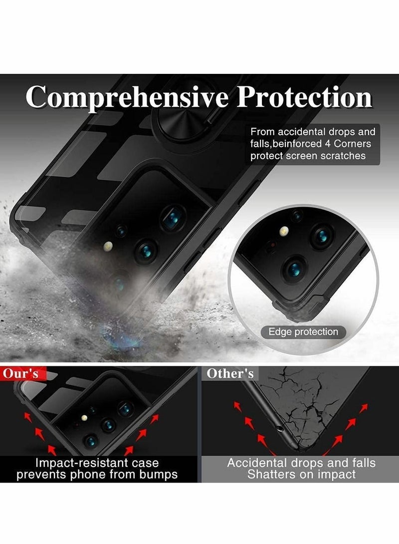 Y&D Case Compatible with Samsung Galaxy S21 Ultra Shockproof Protective Cover Military-Grade Full Body Duty Clear Metal Ring - Image 5