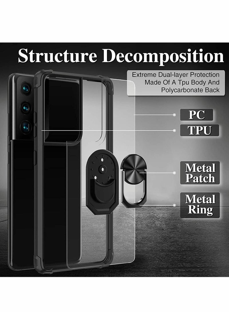 Y&D Case Compatible with Samsung Galaxy S21 Ultra Shockproof Protective Cover Military-Grade Full Body Duty Clear Metal Ring - Image 2