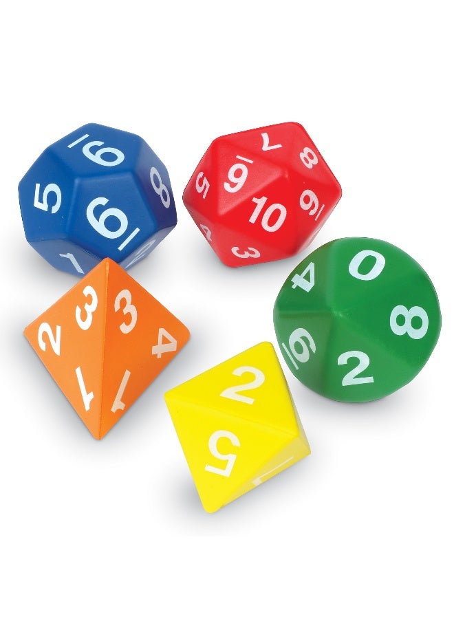 Learning Resources Jumbo Foam Polyhedral Dice (5-Piece Set, 7Cm, Multi-Color, Ages 5+) - Image 3