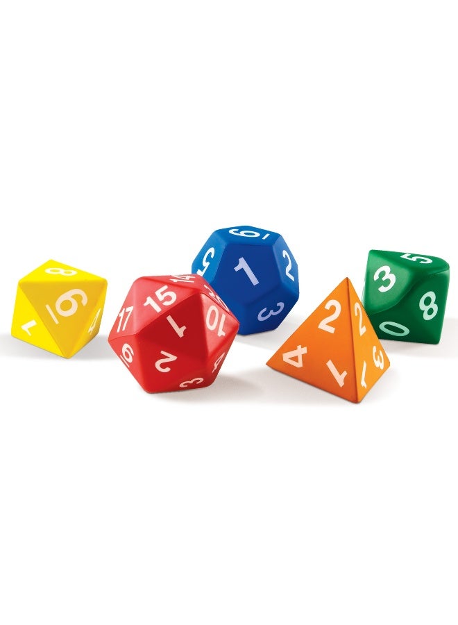 Learning Resources Jumbo Foam Polyhedral Dice (5-Piece Set, 7Cm, Multi-Color, Ages 5+) - Image 1