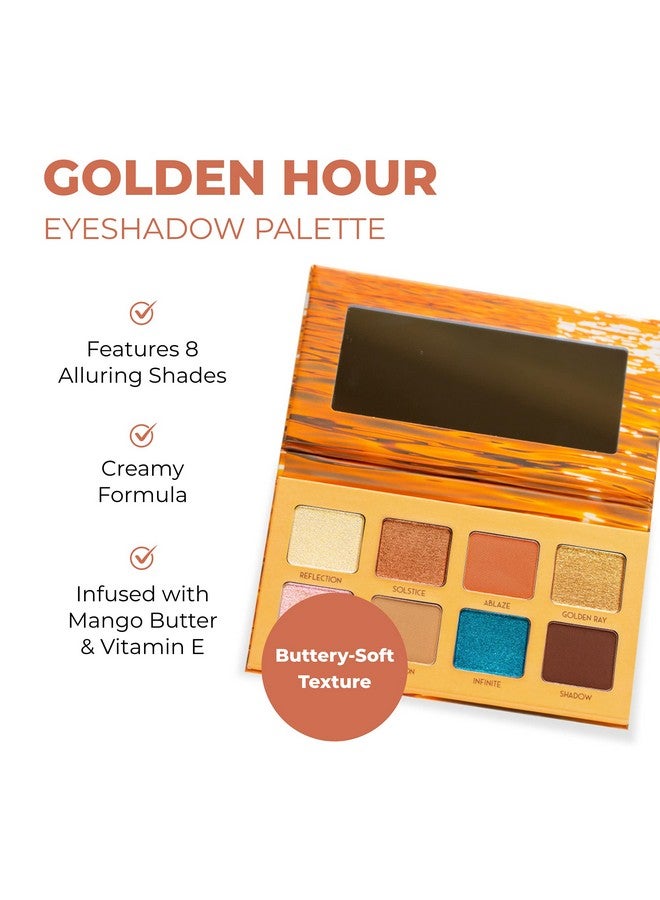 Beauty For Real Golden Hour Eyeshadow Palette Eight Shades With Matte & Shimmer Finishes Infused With Mango Butter & Vitamin E Cruelty Free, Vegan - Image 3