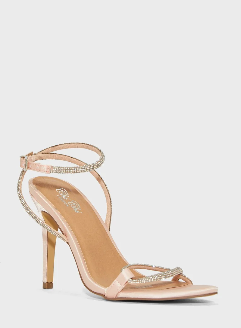 Chi-Chi London Diamante Strap Detail Heel Stiletto Sandals