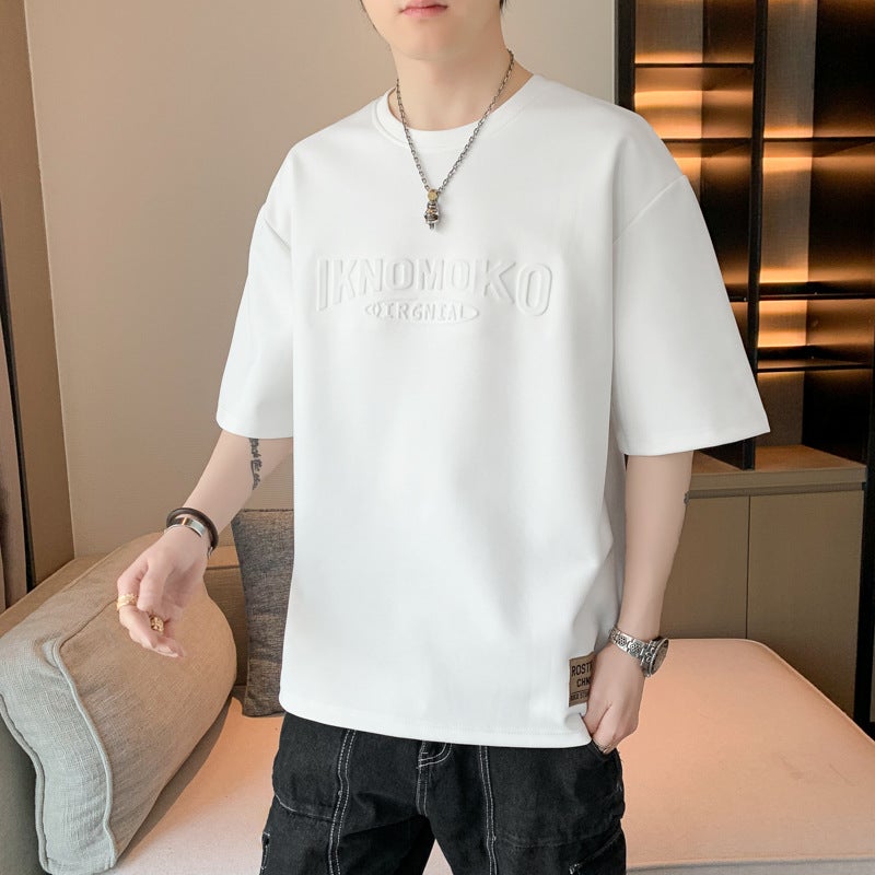 Men'S T-Shirt Short-Sleeved Summer Thin Round Neck Fashionable Brand Loose Plus Large Size Steel Print Half-Sleeved Fat Men'S Fashionable - Image 2