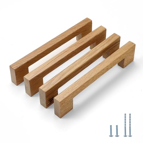 Evionlin Burlywood Square 5 in 8 pcs Wooden Drawer Pulls Handle pulls for cabinets Kitchen Cabinet Drawer pulls Cabinet Door Pull - Image 1