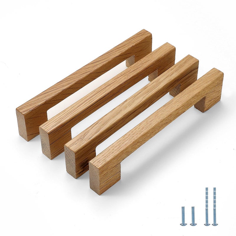 Evionlin Burlywood Square 5 in 8 pcs Wooden Drawer Pulls Handle pulls for cabinets Kitchen Cabinet Drawer pulls Cabinet Door Pull - Image 2