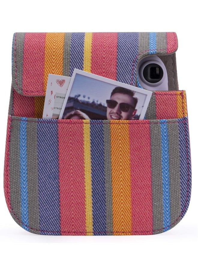 Fujifilm Instax Mini 11/9/8 Camera Case with Accessory Pocket and Adjustable Detachable Shoulder Strap (Colorful Stripes) - Perfect for Instant Film Photography! - Image 2