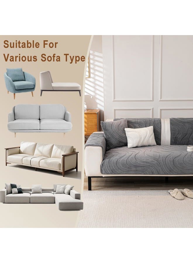 KaviKon Velvet Boho Sofa Covers, Sofa Slipcover for Pets Washable, L-Shape Sectional Loveseat for 3 Cushion Couch Armrest Backrest Couch Cover(36x71,Grey) - Image 5