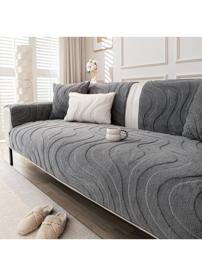 KaviKon Velvet Boho Sofa Covers, Sofa Slipcover for Pets Washable, L-Shape Sectional Loveseat for 3 Cushion Couch Armrest Backrest Couch Cover(36x71,Grey) - Image 1