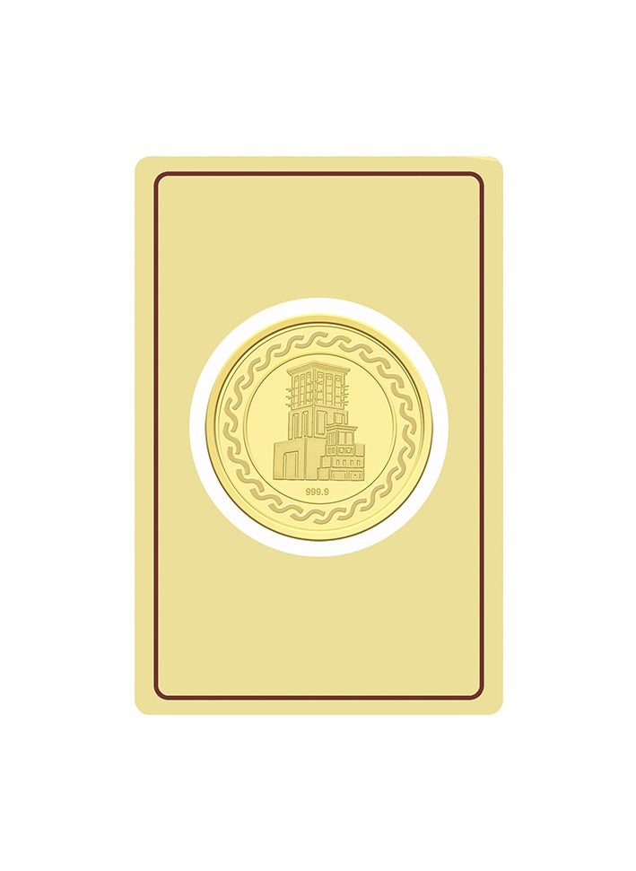 FK Jewellers - 50g Gold Coin with Flower & UAE Heritage Building Design - 50 Grams 24KT 999.9 Purity - Image 1