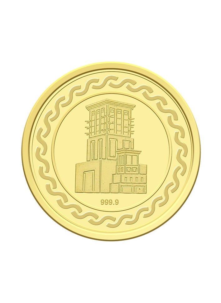 FK Jewellers - 50g Gold Coin with Flower & UAE Heritage Building Design - 50 Grams 24KT 999.9 Purity - Image 1