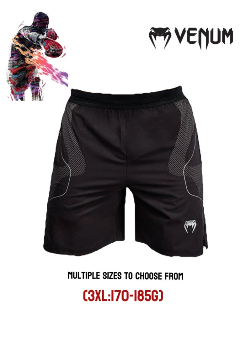 فينوم ﻿  VENUM Black-Silver Fight Shorts, ملاكمة / مواي تاي / MMA بنطلون تدريب, خيارات متعددة الأحجام, سريع الجفاف التنفس اللياقة البدنية الرياضية القصيرة (حجم 3XL) - Image 1