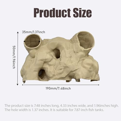 Xanadued Aquarium Decor, Natural Curve Under Gravel Tunnel Cave, Fish Cave for Aquarium, 3D Printed Fish Tank Tunnel Decor for Betta, Guppy, Shrimp, Cory, Small Cichlid (Medium) - Image 2