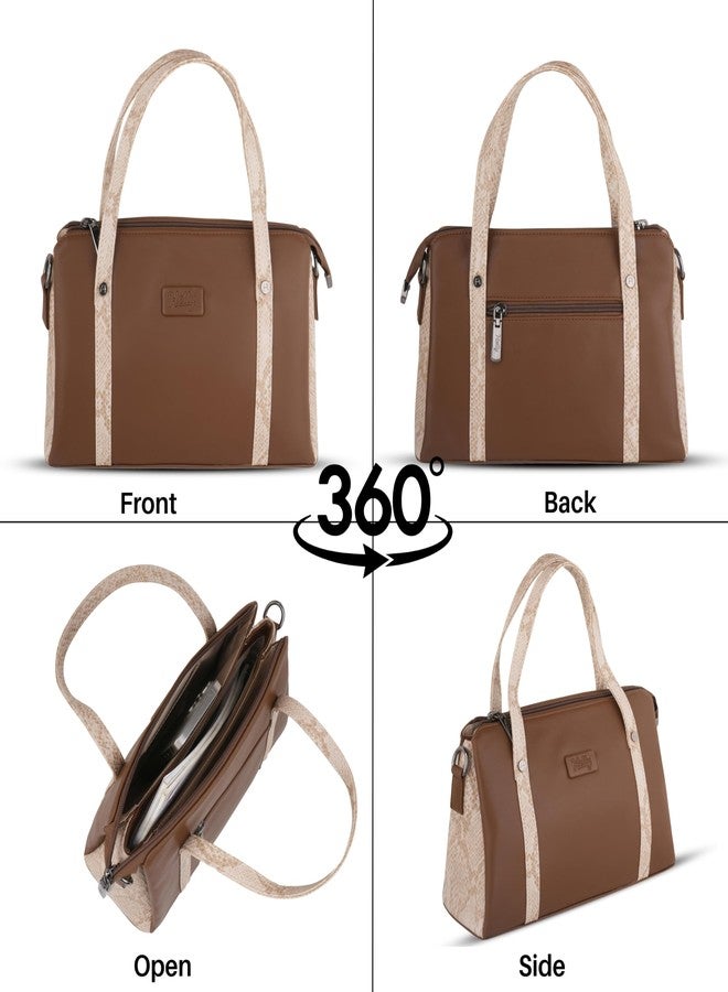 HELLY Stylish Women Handbag | Dual Tone Vegan Leather | Shoulder & Sling Bag | Spacious Multi Pocket (Tan) - Image 5