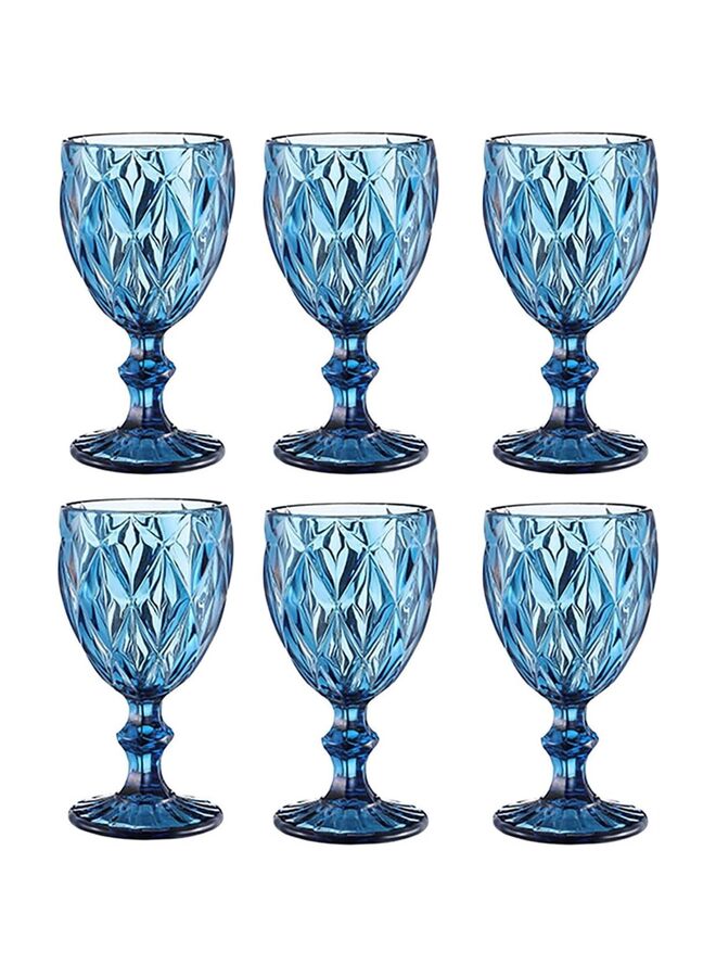 مجموعة من 6 كؤوس نبيذ ملونة، أكواب نبيذ سعة 10 أونصة بنقش منقوش، أكواب نبيذ ملونة، أدوات زجاجية عتيقة للحفلات وحفلات الزفاف والحانات والنبيذ والعصير والمشروبات - Image 1