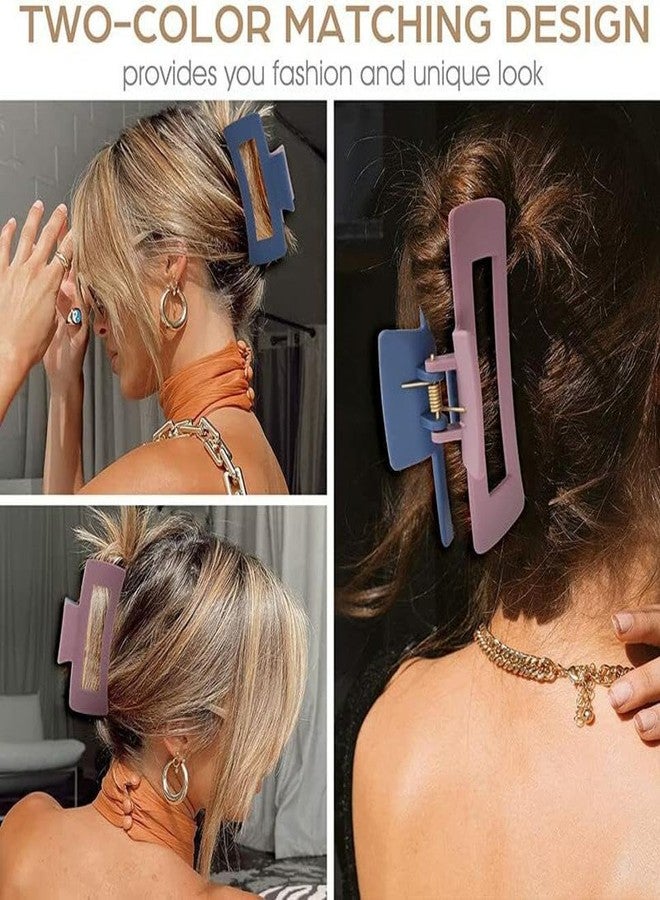 Blubby مجموعة مشابك شعر بلوبي النسائية المكونة من 6 قطع، مشابك كبيرة بحجم 4.1 بوصة، مشابك شعر مربعة كبيرة، مشابك شعر مستطيلة غير قابلة للانزلاق بلونين، مشابك شعر غير لامعة على شكل موزة للشعر الكثيف (متعددة الألوان) - Image 5