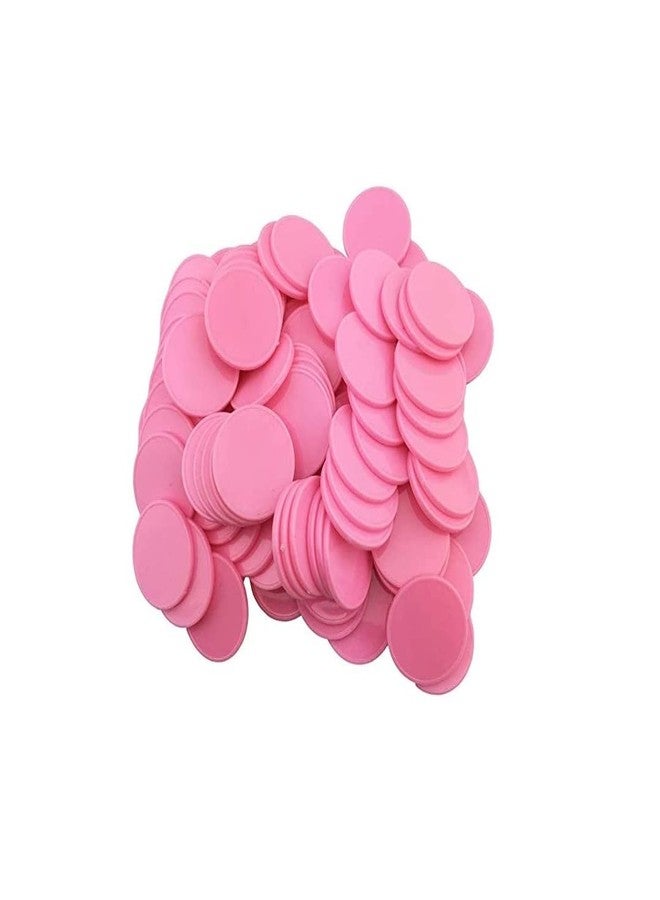 MOREL Pink Plastic Round Shape Plain Token Coin, Chips for Shop, Board Games, Stores, Casino, School|100 Coins. (Pink) - Image 1