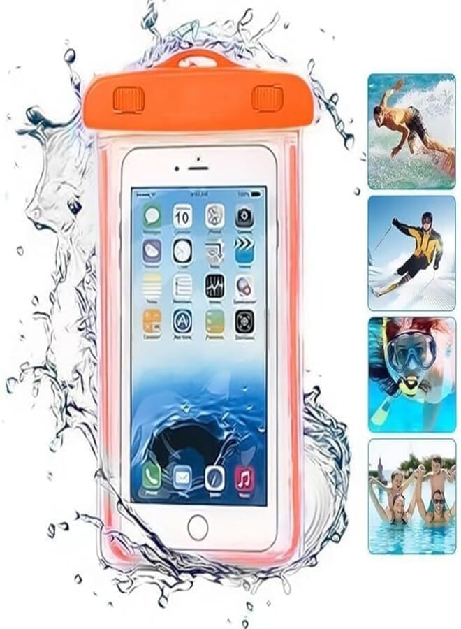 Generic Waterproof Phone Case, Waterproof Phone Bag with Detachable Lanyard, Phone Dry Bag for Smart Phones - Orange