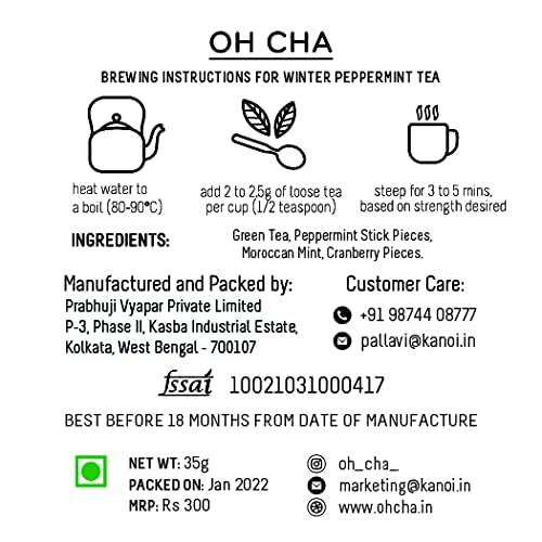 OH CHA - شاي النعناع | شاي أخضر بالنعناع مع التوت البري، نعناع مغربي، عود نعناع نقي | يعزز الهضم، شاي العافية | علبة 35 جرام - Image 5