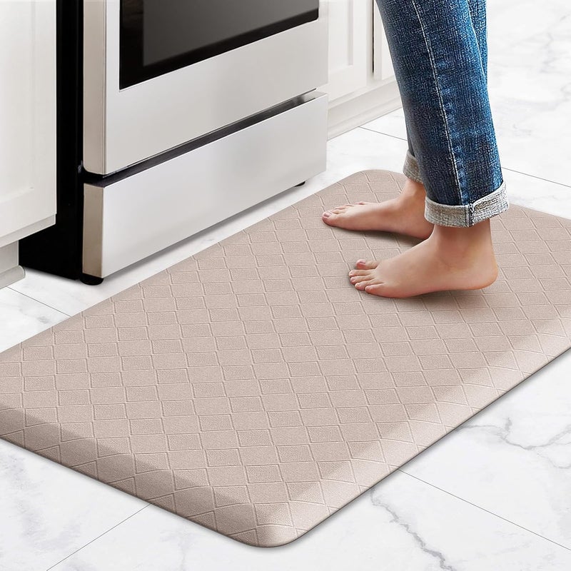 HappyTrends Kitchen Runner Rugs Anti-Fatigue mats,17.3"x 28",Non Slip Waterproof Ergonomic Comfort Mat for Kitchen, Floor Home, Office, Sink, Laundry,Khaki - Image 1