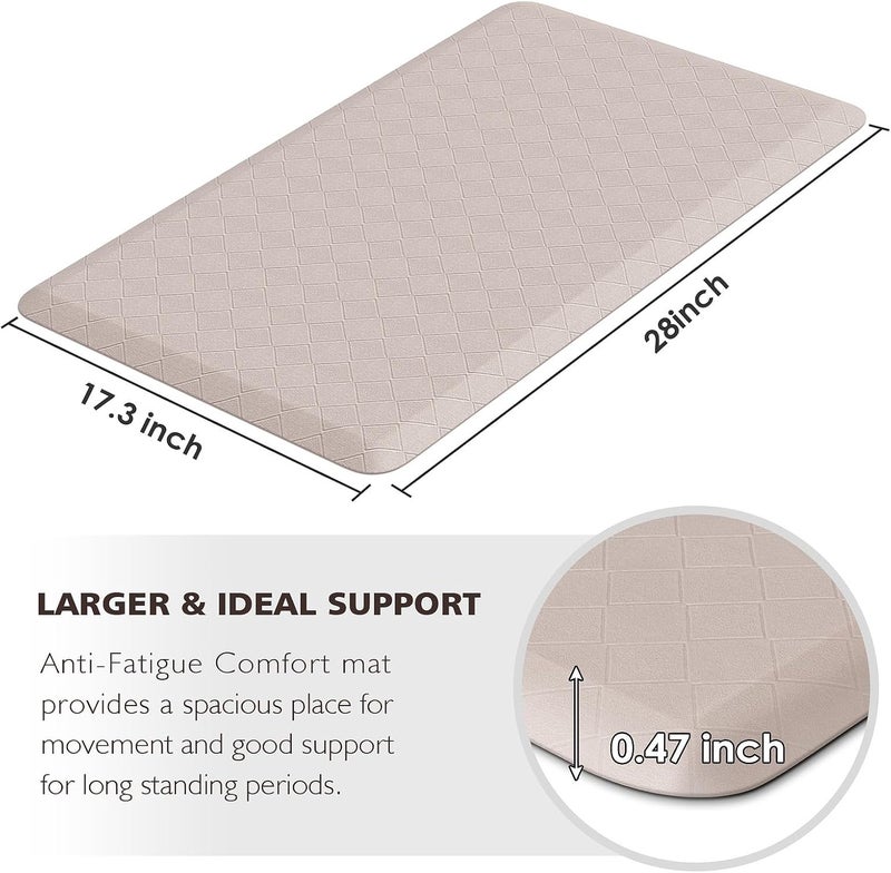HappyTrends Kitchen Runner Rugs Anti-Fatigue mats,17.3"x 28",Non Slip Waterproof Ergonomic Comfort Mat for Kitchen, Floor Home, Office, Sink, Laundry,Khaki - Image 2