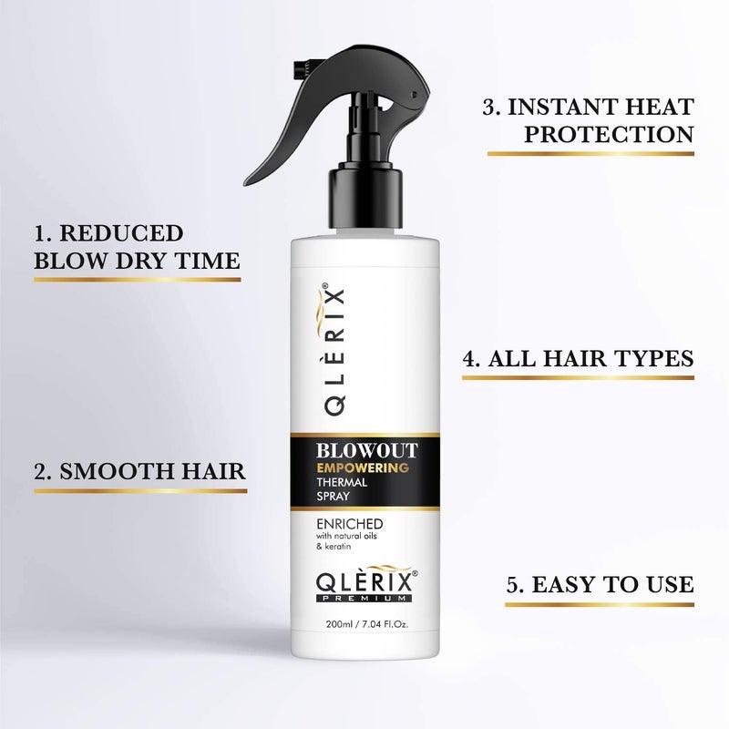 QLERIX Premium Pro Styling and Straightening Blowout Heat Protection Hair Spray No Sulfate No Parabean for men and women200 ml Pack of 1 - Image 2