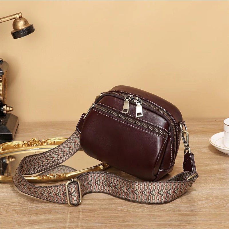 Vegetable Tanned Cowhide Small Bag 2023 New Style Popular All-Match Genuine Leather Women'S Bag Niche Design Texted Shoulder Crossbody Bag - Image 5