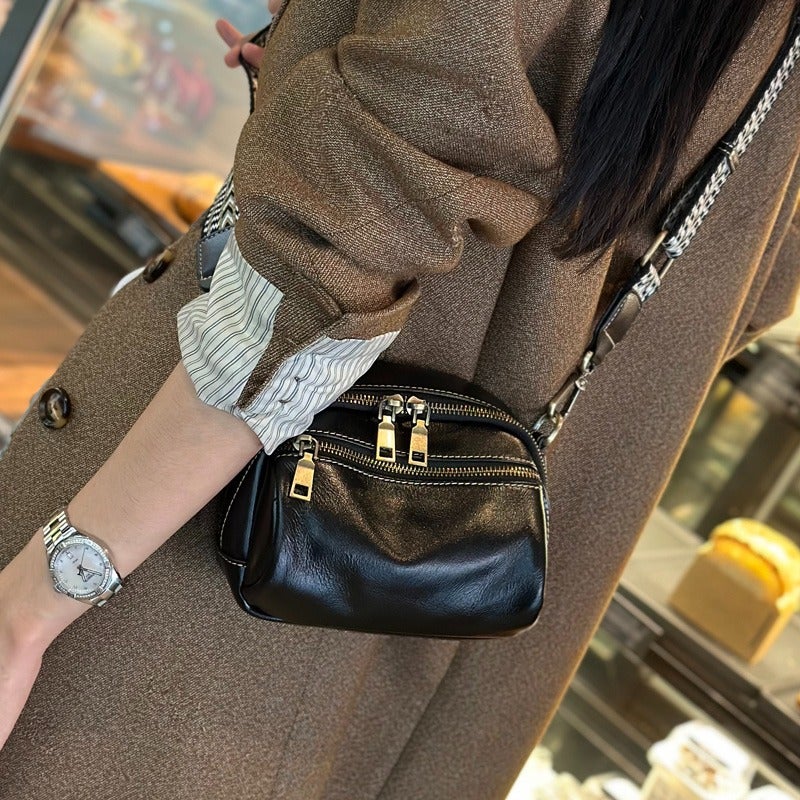 Vegetable Tanned Cowhide Small Bag 2023 New Style Popular All-Match Genuine Leather Women'S Bag Niche Design Texted Shoulder Crossbody Bag - Image 3