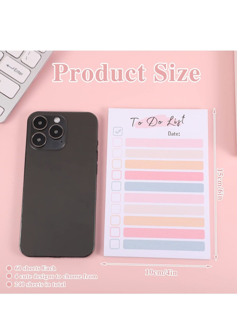 SYOSI - To Do List Notepad, 4 Packs 4 X 6 Inches to Do List Planner Sticky Notes, Adhesive Memo Pad Portable Daily Planner for Work Planner, Grocery List, Reminders Personal Organized (200 Sheets) - Image 1