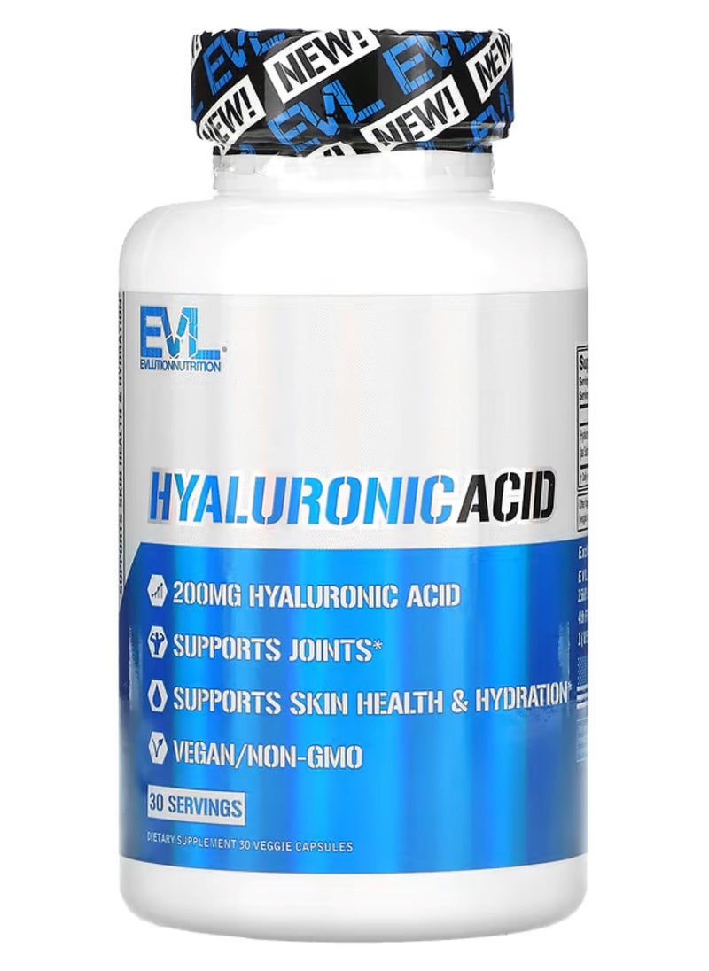 EVLUTION NUTRITION Evolution Nutrition, Hyaluronic Acid, 200 mg, 30 Veggie Capsules 