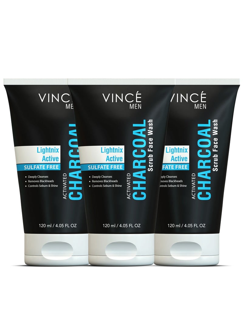 فينس غسول الوجه بالفحم - عبوة من 3 قطع - ينظف البشرة بعمق، ويقشر الجلد الميت، ويزيل الرؤوس السوداء والأوساخ والزيوت والشوائب - يضيء البشرة ويصفيها للحصول على بشرة صافية ومتوهجة - 120 مل لكل عبوة