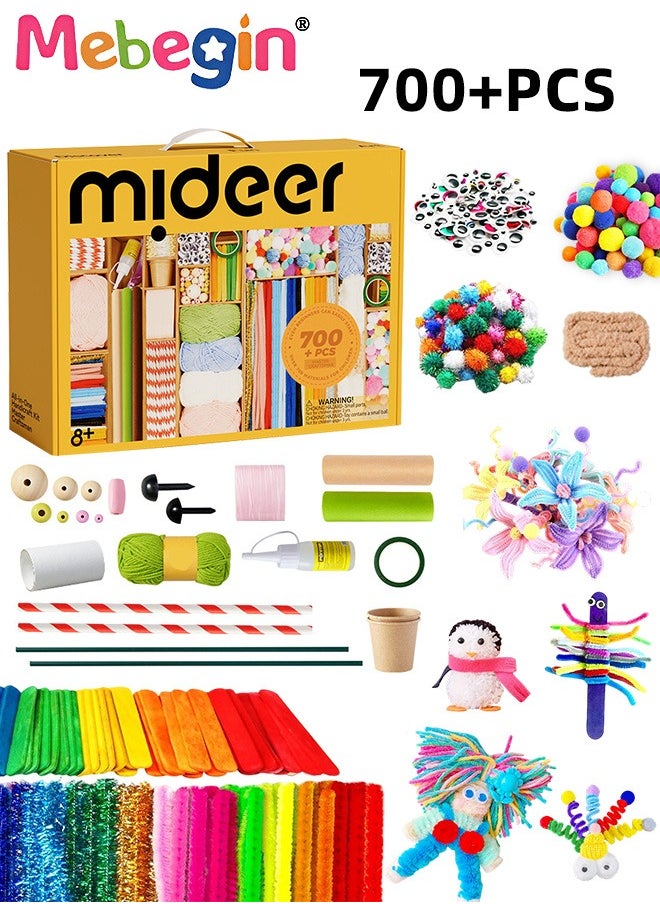 MEBEGIN 700+ PCS Pipe Cleaners Set with Rich Accessaries, Complete Craft Supplies, Multicolor Chenille Stems, DIY Arts and Crafts Projects, Premium Choice for Handmade Lovers, Ideal Gift for Kids Aged 8+  - Image 1