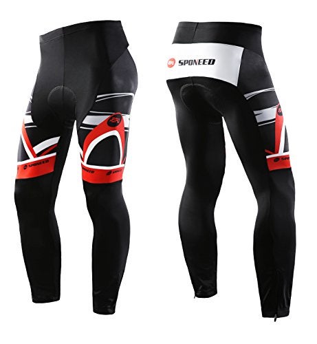 sponeed Men's Cycling Racing Pants with Padding Bicycle Tights Autumn Riding Clothing Bottoms US XL Red White - Image 1